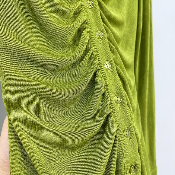 With Jean | Andy Dress Forest Green Ruched Front Slinky Shirt Dress XS - Picture 9 of 14